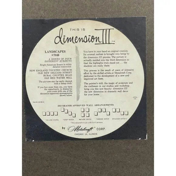Dimension III John Rogers Landscapes #7046 NE Country Church MCM Metal Frame